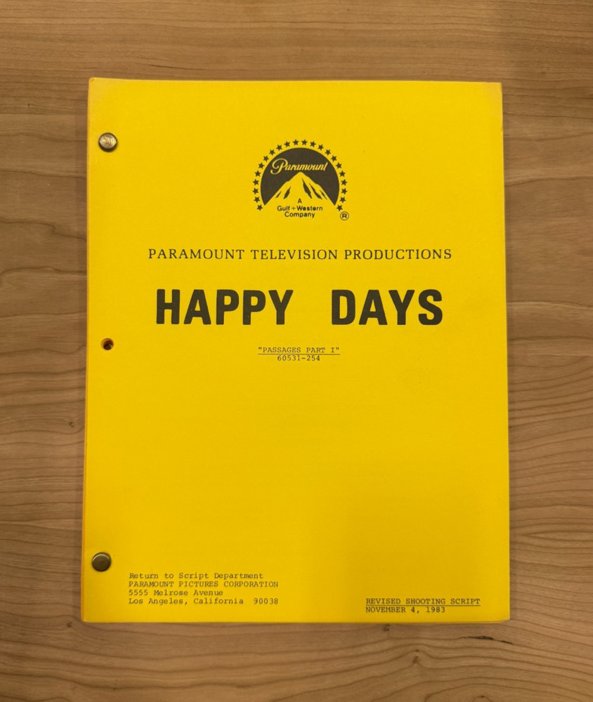 Happy Days TV Show Script - Passages Part I