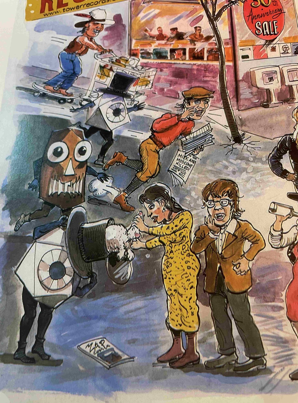 Tower Records San Fran Store 30th Poster by Justin Greene features SF Legends