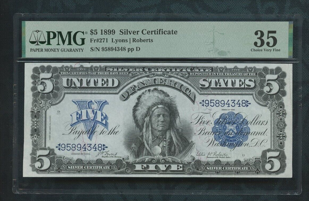 1899 Silver Certificate    $5 dollars Fr # 271  PMG 35