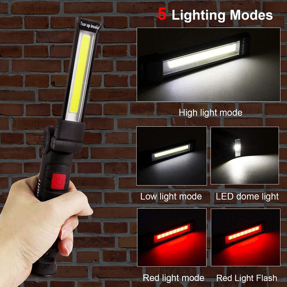2 Pack Rechargeable LED Work Light with Magnetic Base Mechanic Flashlight