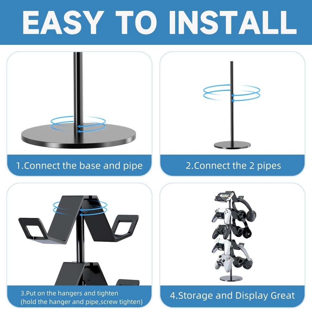 Controller Stand,5 Tier Controller Headphone Holder for Universal Headsets an...