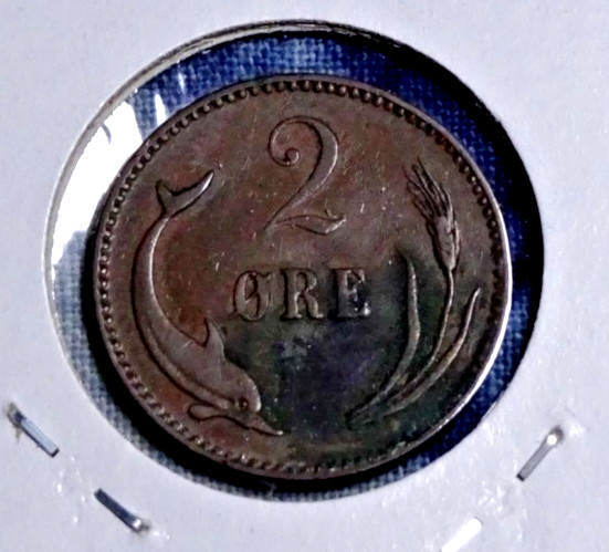 DENMARK 1902 (2 ORE) "U-GRADE" KM793.2 CIRCULATED #3