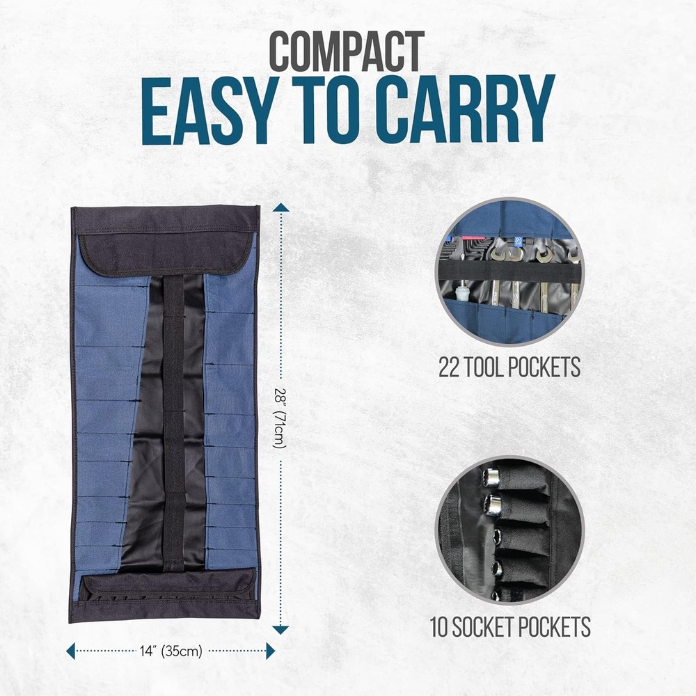 32 Pocket Tool Roll Organizer - Wrench & Pouch - Roll...