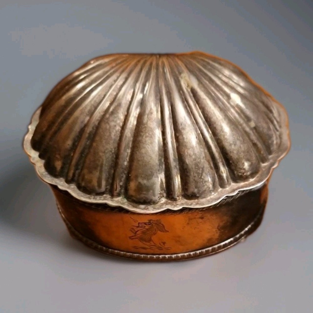 VTG Silverplate Clam Shell Hinged Box Friedman Silver Co Hallmarked Rare Coastal