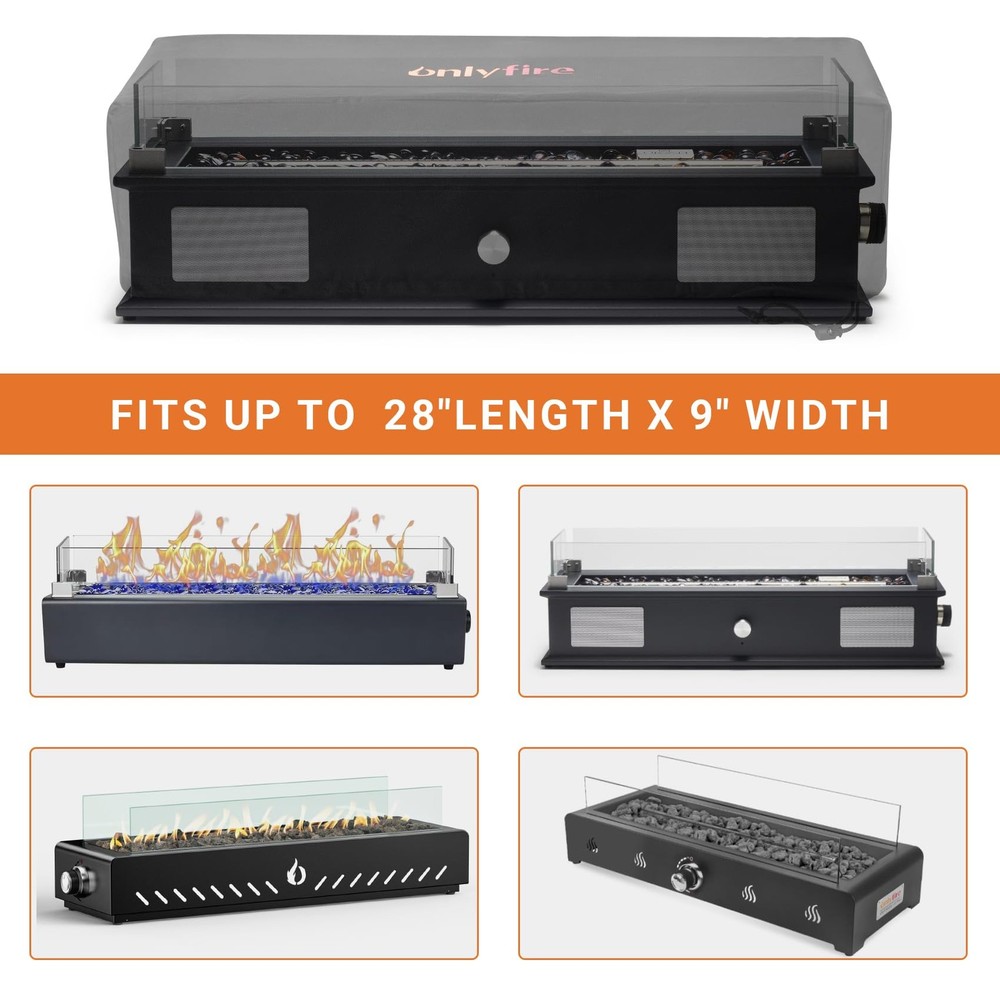 Fire Pit Cover, 28 Inch Tabletop Fire Pit Cover Rectangular UV Resistant and ...