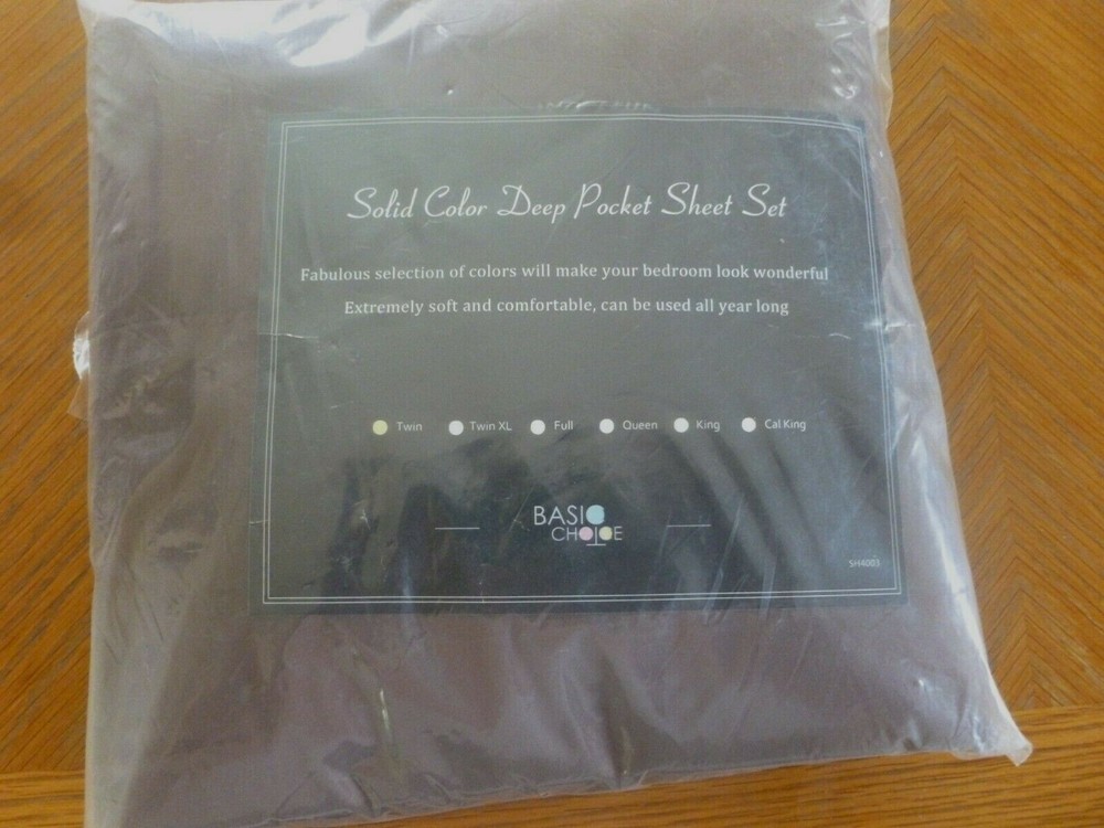 Basic Choice Solid Color(Black)Deep Pocket Twin Sheet Set, Easy Care Microfiber