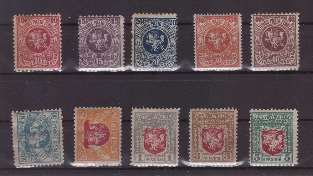 1919 Lithuania Mi 30-39 Second Berlin issue, mint, hinged