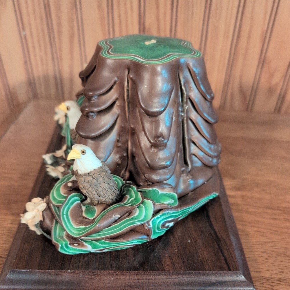 Handmade Tree Stump & Eagles Wax Candle