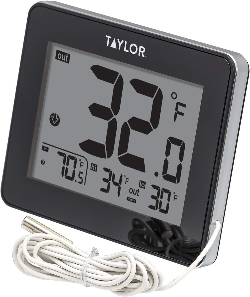 Wired Digital Indoor Outdoor Thermometer with LED Display & Probe Sensor