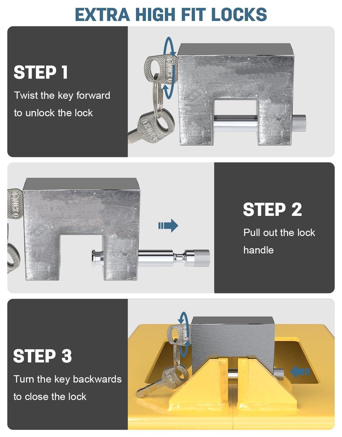 Gooseneck Trailer Lock, Lock for Trailers, Fits Round and Yellow