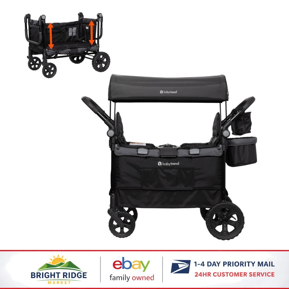 Foldable Stroller Wagon for Children with Adjustable Handle and Storage Basket