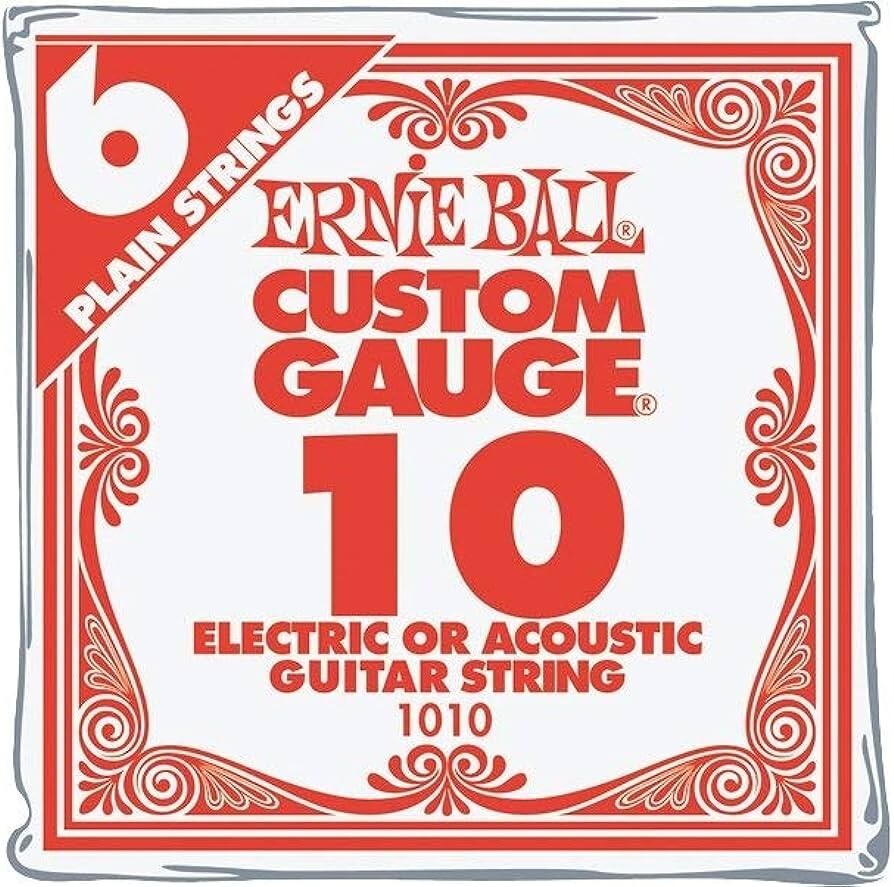 **6 PACK ERNIE BALL .010 SINGLE PLAIN STEEL GUITAR STRINGS **