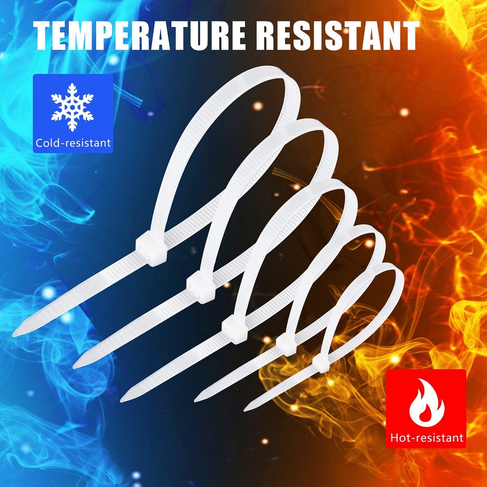 600 Self-Locking Nylon Cable Ties - Assorted Sizes for Home & Office Use