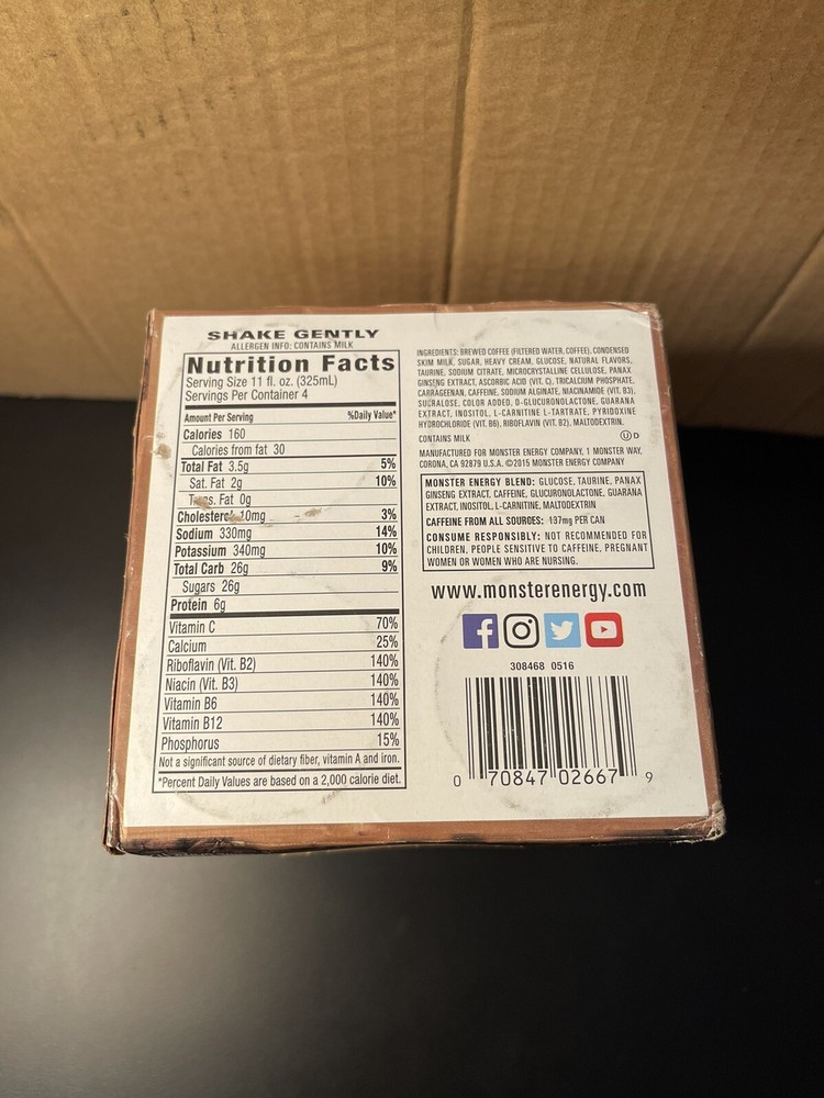 Monster Energy Java Loca Moca Full 4pk 12oz Cans SKU 0516