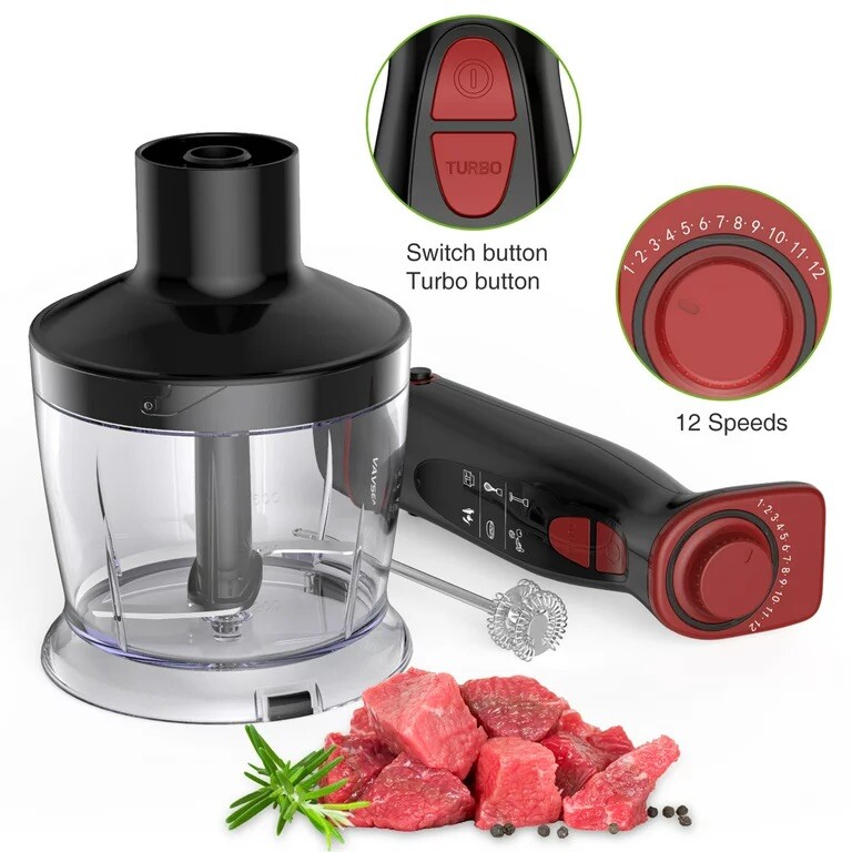 VAVSEA 5-in-1 multi-function immersion hand blender, powerful 1000 W 12-speed