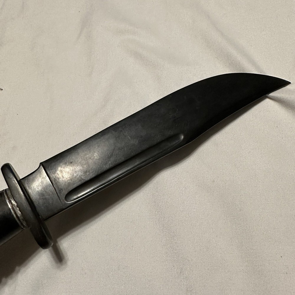 Custom WWII Fighting Knife Black Heavy Sharp Blade Horn