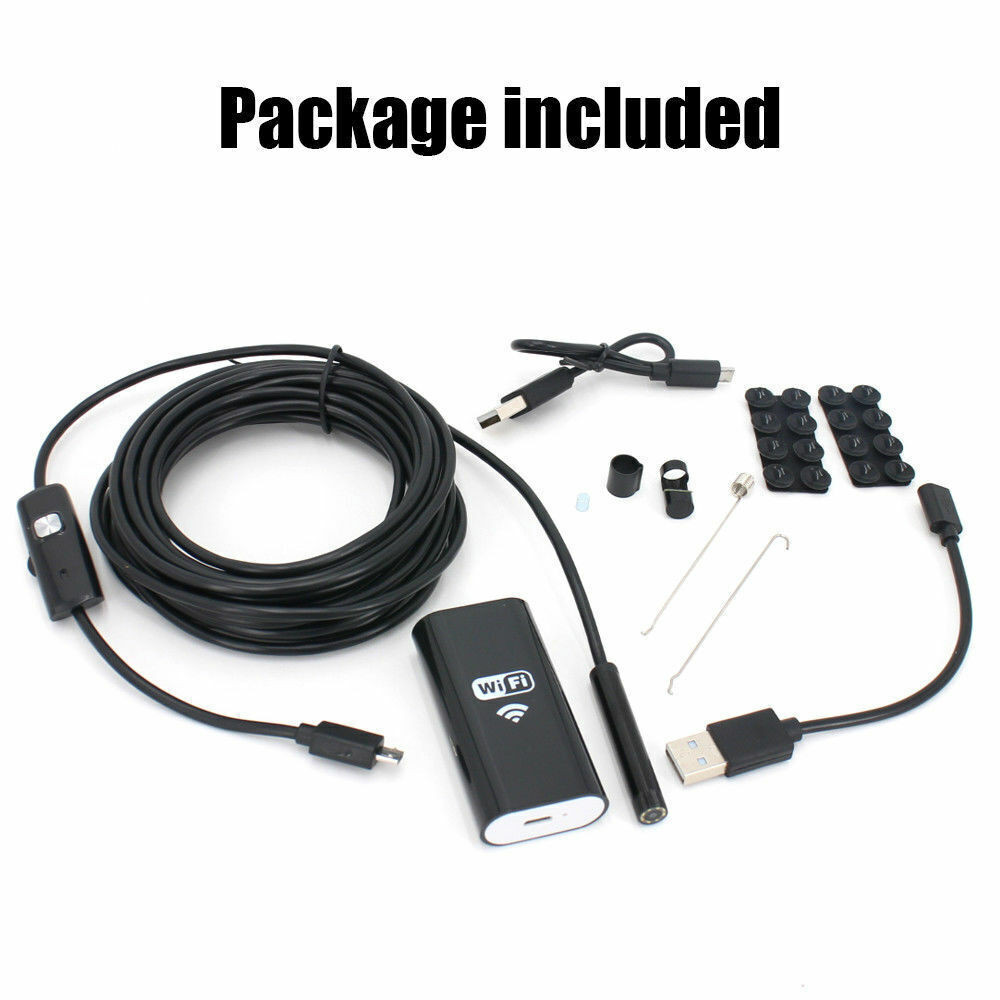 5M 8LED WiFi Borescope Endoscope Snake Inspection Camera for iPhone Android iOS