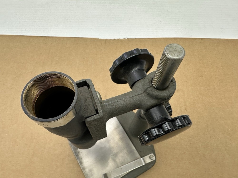 Vintage Optical Microscope Cast Iron Base Adjustable Stand Only - Unknown Maker