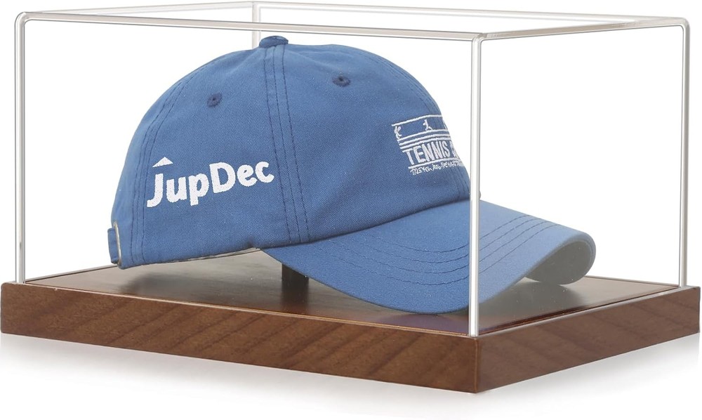 JupDec Hat Display Case, Clear Acrylic Baseball Cap Box 1 Pack, Brown