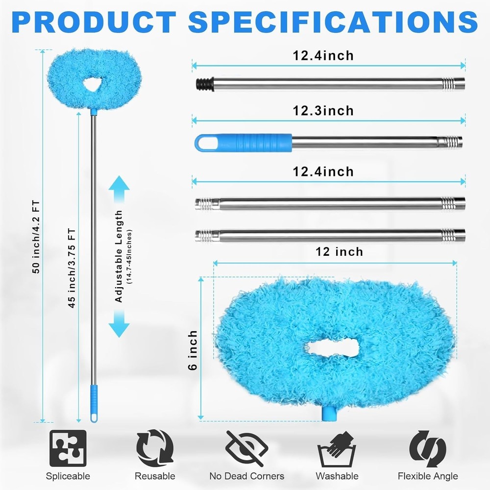 Ceiling Fan Cleaner Duster - Adjustable Duster with Extension Pole,Dusters fo...