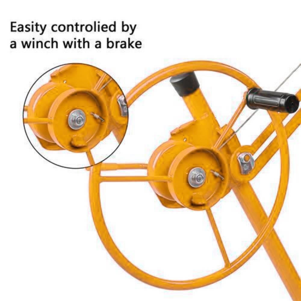 16FT Drywall Panel Hoist Dry Wall Rolling Caster Lifter Construction Tool Yellow