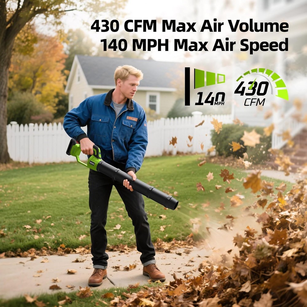 VASG Leaf Blower Cordless, 3 x 21V Batteries & Fast Charger Set, Variable Speed