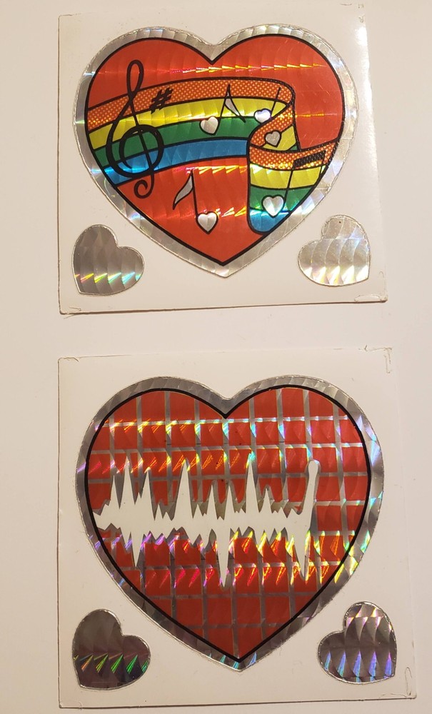 1980s Heart Prism Vending Machine Stickers