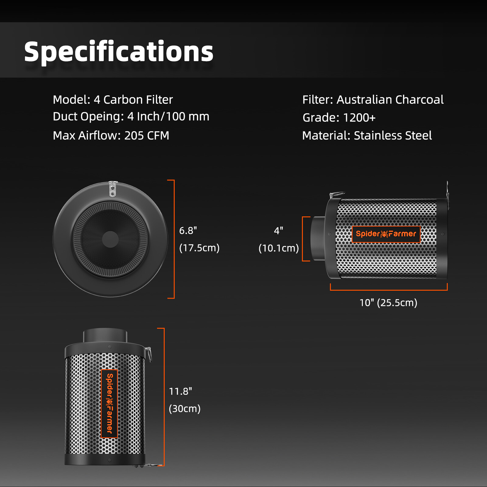 2025 Spider Farmer 4" 6" Inline Duct Fan with Controller/Air Carbon Filter