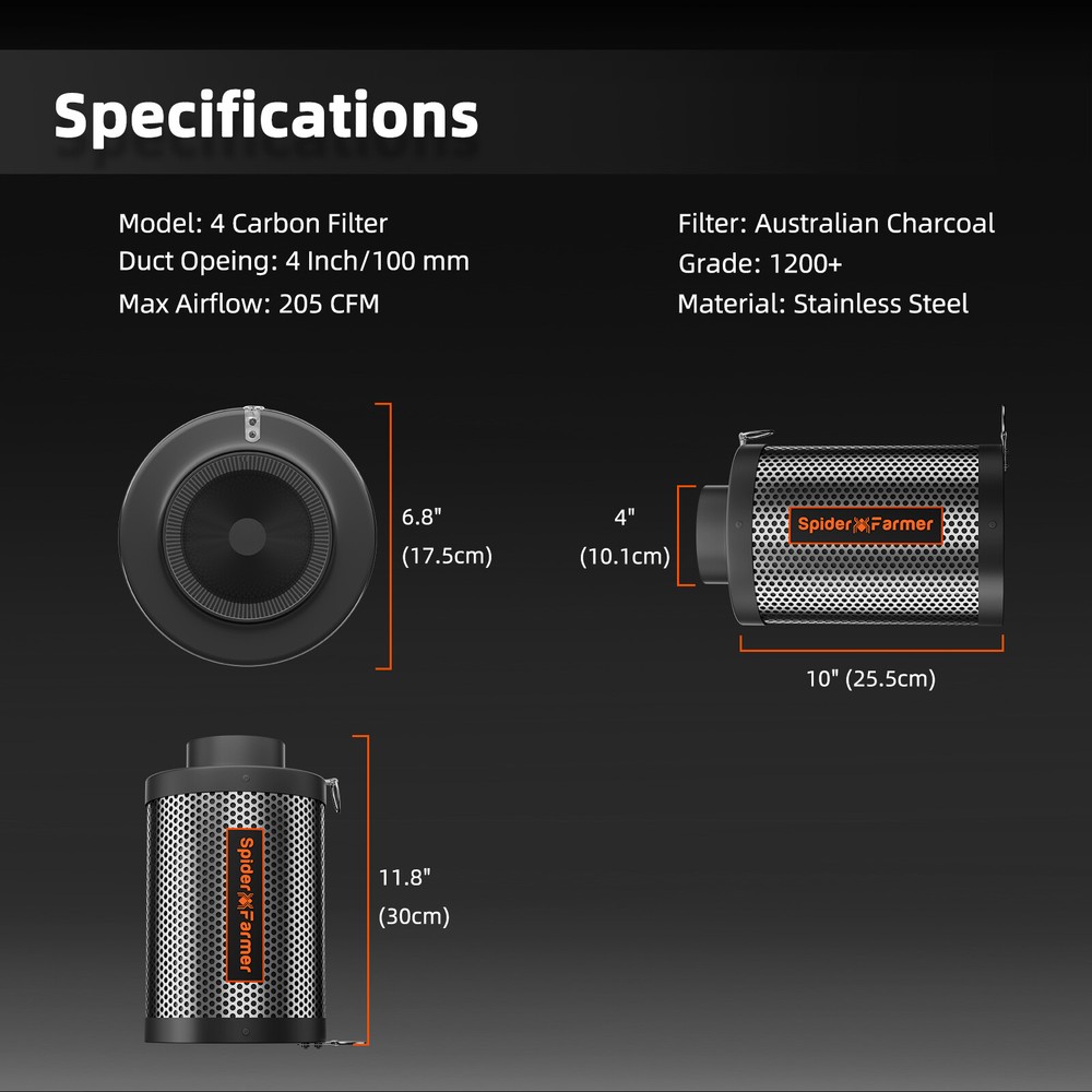 Spider Farmer 4"6" Inline Fan Ventilation Combo w/GGS Controller Kits,APPControl