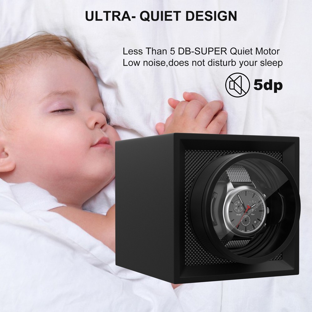 Automatic Single Watch Winder Box Display Storage Case with Dustproof Cover Gift