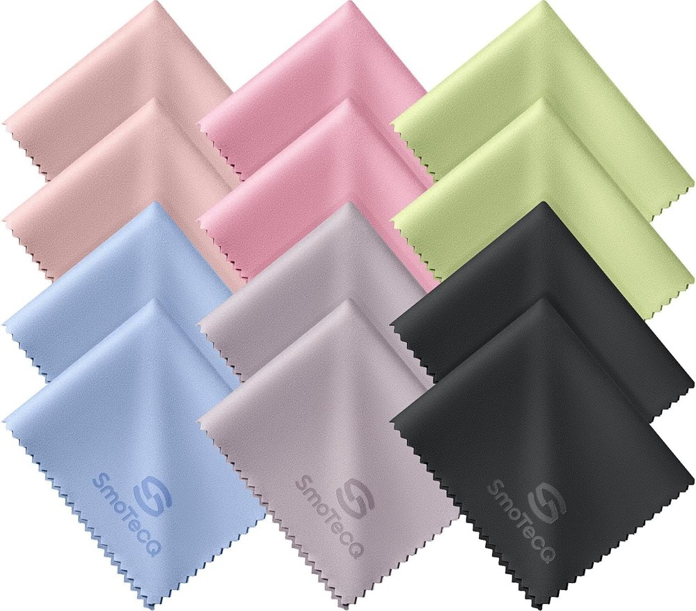 Versatile 12 Pack Microfiber Lens Cleaning Cloths - Assorted Colors & Durable