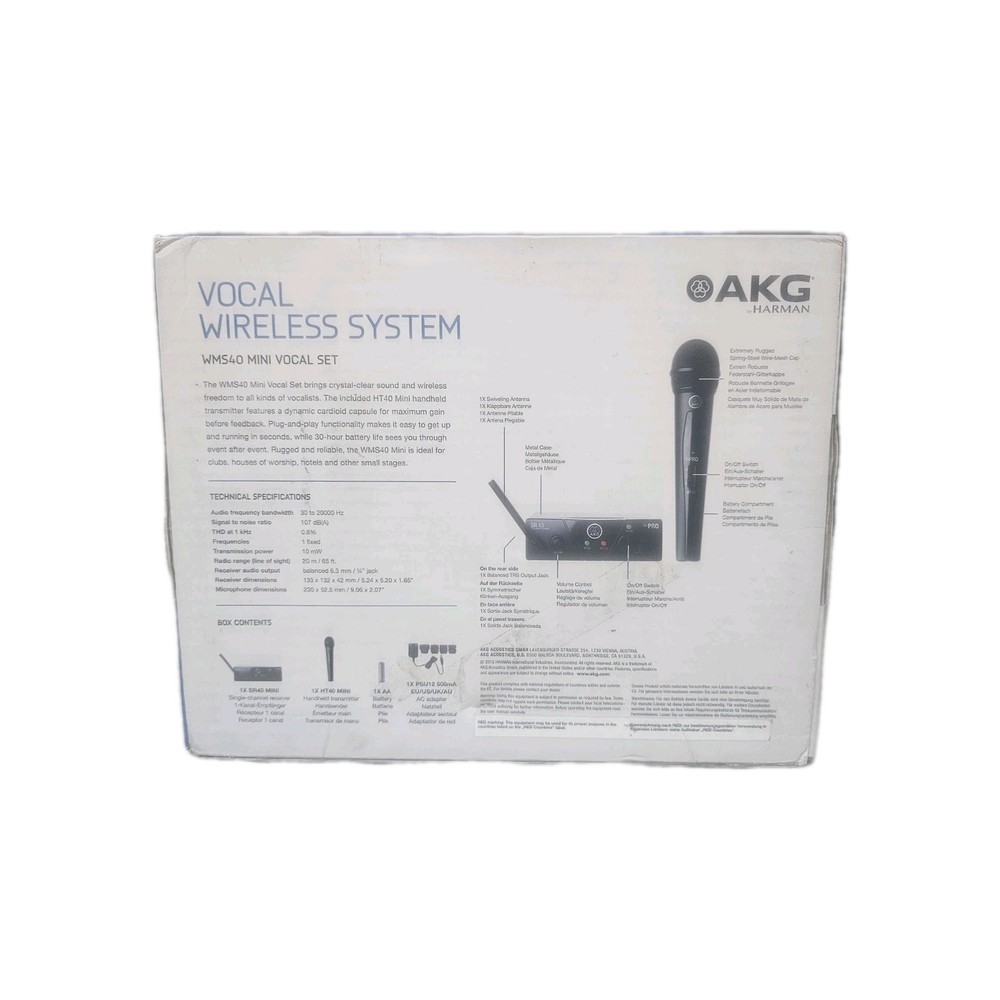 AKG WMS40 Mini Vocal Set Wireless Handheld Microphone Mic System US45C