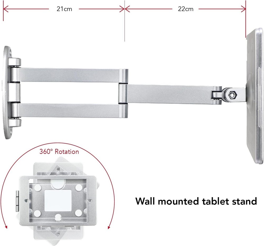 iPad 10.2 Wall Mount Bracket, Foldable Swivel Arm, Multi-Angle