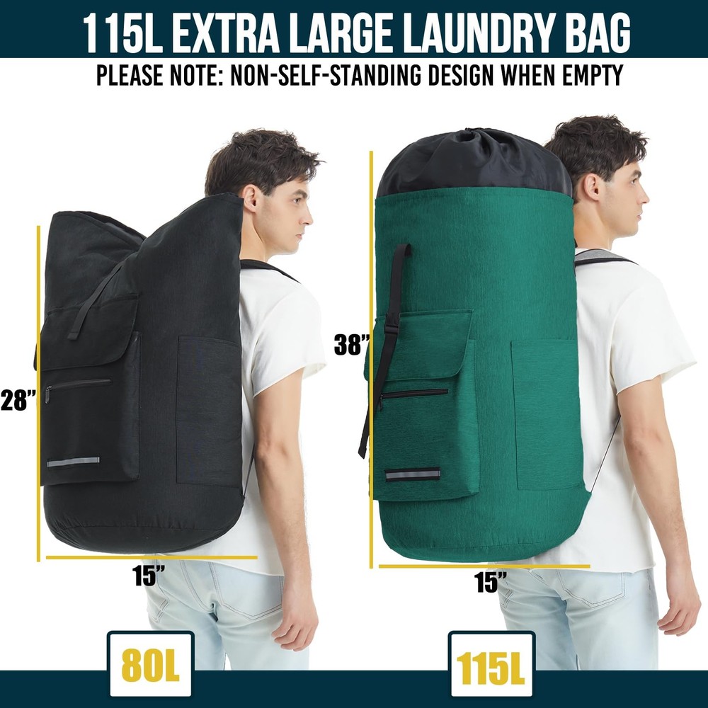 Laundry Backpack with Shoulder Straps，Laundry Bag Extra X-Large, Turquoise