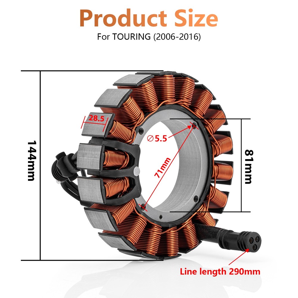 For 06-08 Harley Electra Glide FLHT 50 Amp Stator & Voltage Regulator Rectifier
