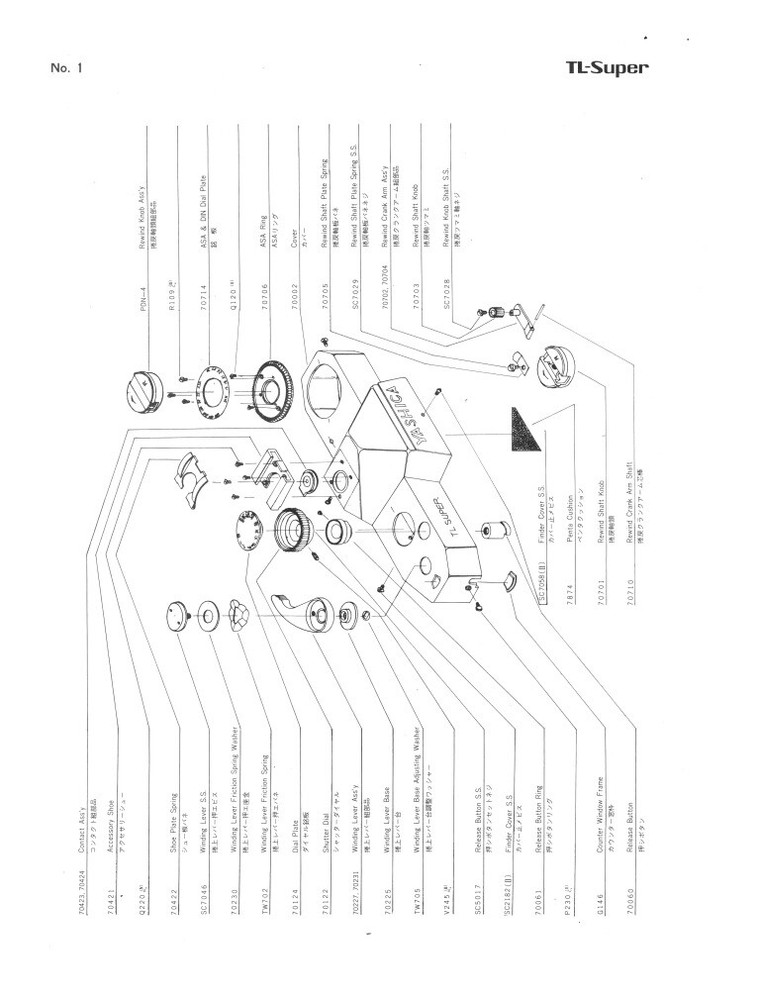 Yashica TL-Super Assembling Chart Manual with Exploded Views for Repair Reprint