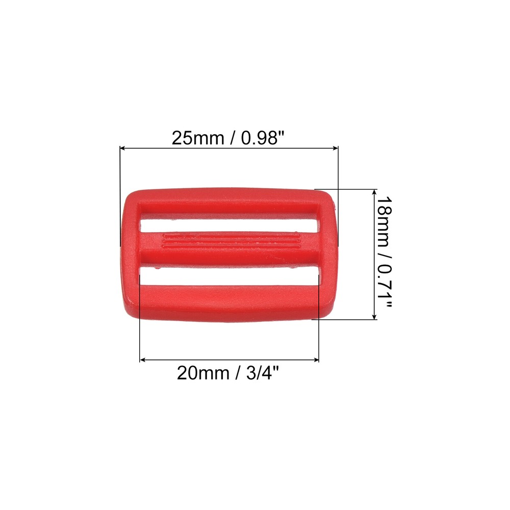 3/4 Inch Tri-Glide Slide Buckles, 50 Pack Webbing Strap Fastener, Dark Red
