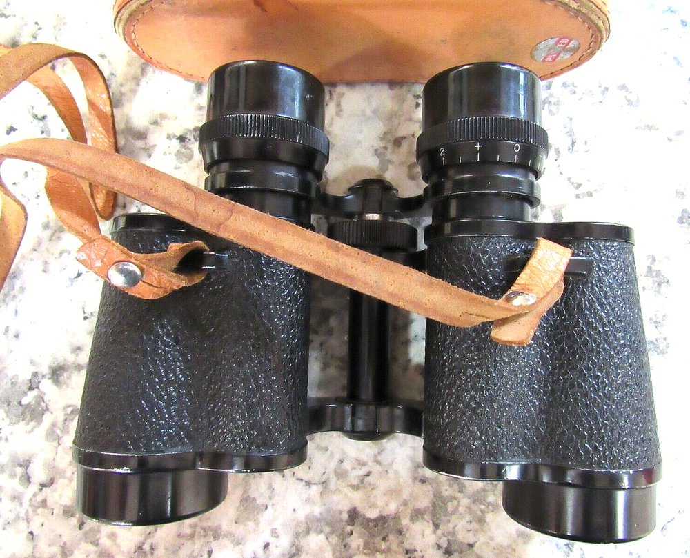 VINTAGE Vernon leather Binoculars/ Case Blk GOOD CONDITION