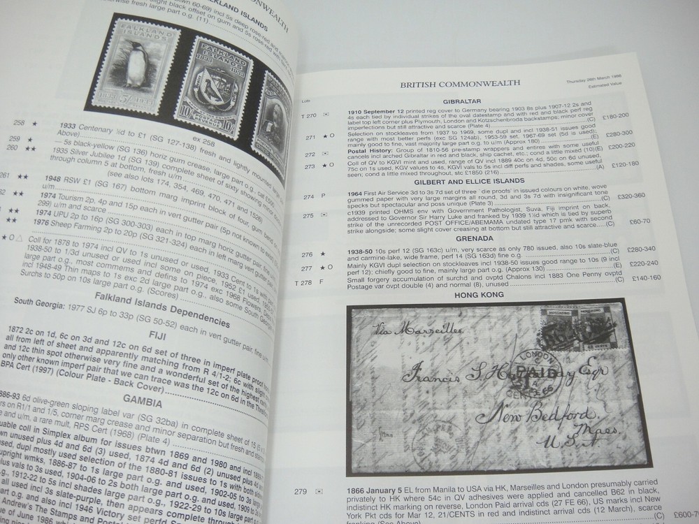 Stanley Gibbons Stamp Auction Catalog Rhodesia British Commonwealth Britain 1998