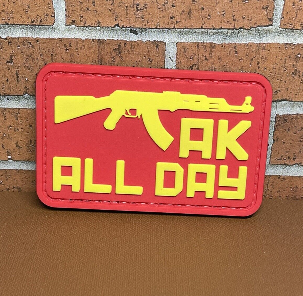 AK47 PVC Gun Patch - Tactical Assault Rifle AK All Day Patch - Hook and Loop
