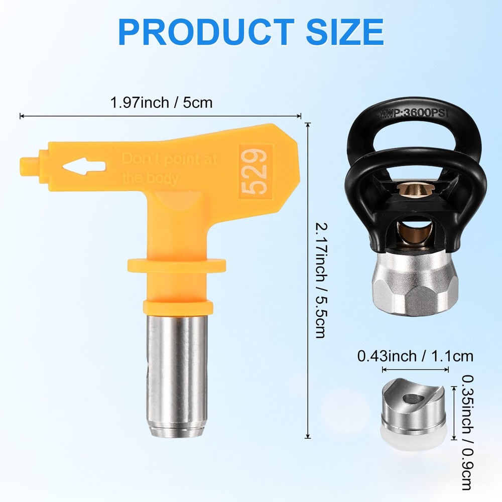 1-Set Nozzles Tips and Flat Tip Guard Base with 1 Pad [Yellow, 529]