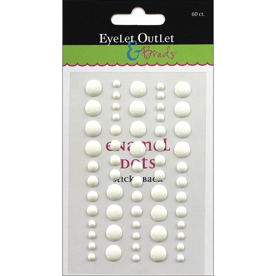 Eyelet Outlet EN60-E8D  Adhesive-Back Enamel Dot 60/Pkg-White (3Pk)
