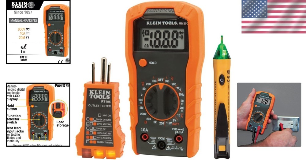 Complete Klein Electrical Kit: Multimeter, Noncontact Voltage Tester & More