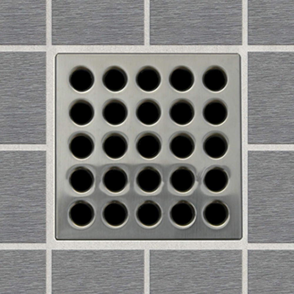 E4404 Square Shower Drain Grate, Brushed Nickel