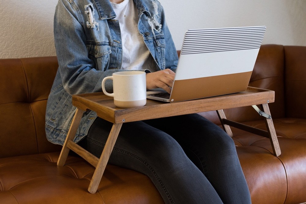 Acacia Wood Rectangular Bed Tray with Stand Serve Breakfast Everyday Display