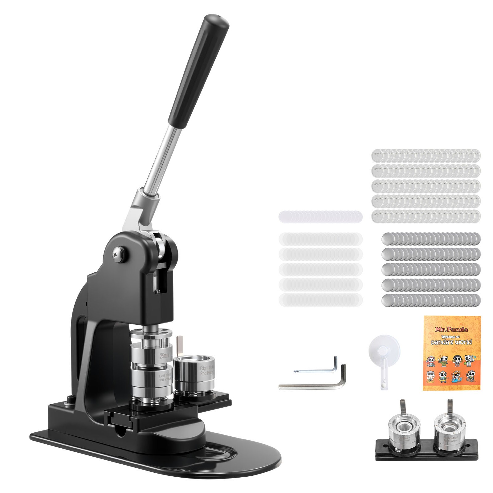 Uimoso Button Maker Machine 1 in with 500pcs Pin Parts Black