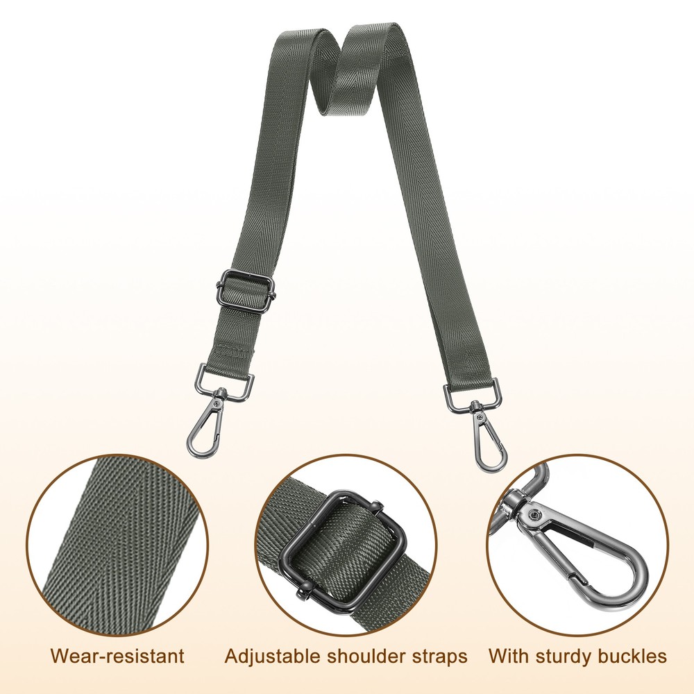 2.5cm Wide Shoulder Strap, Dark Grey, Black Pull Core Buckle