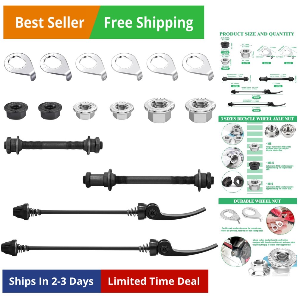 16Pcs 3 Size with Quick Release Skewer Front & Rear Bicycle Axle Replacement ...