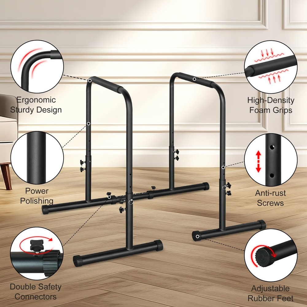 MIUDGIG Adjustable Height Parallel Push Up Stand, Parallel Bar Station for St...