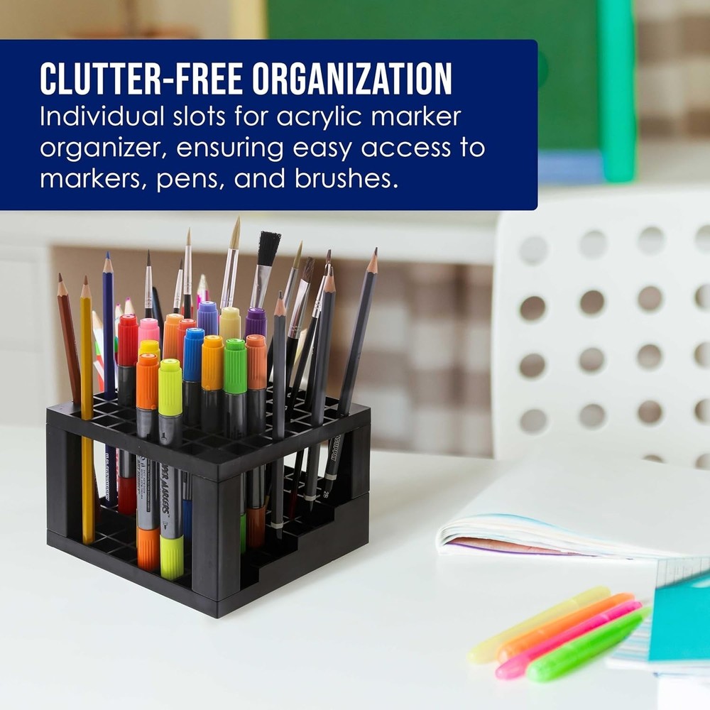 Portable 60 Hole Art Tool Storage Solution – Easy Access to Markers & Brushes
